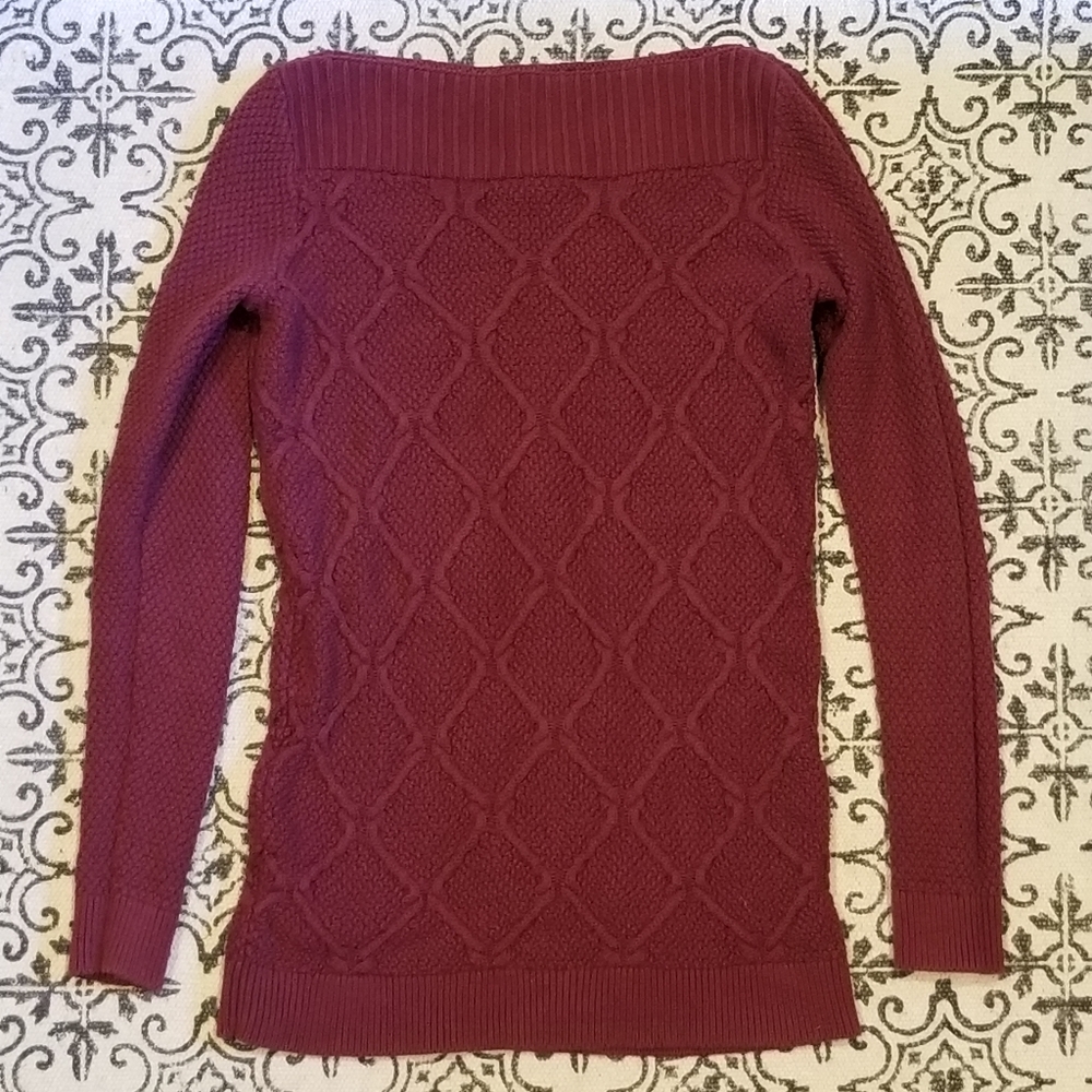 Ann Taylor LOFT Boatneck Sweater Maroon size XS